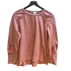Sundance embroidered thermal long sleeve dusty rose shirt size XXL